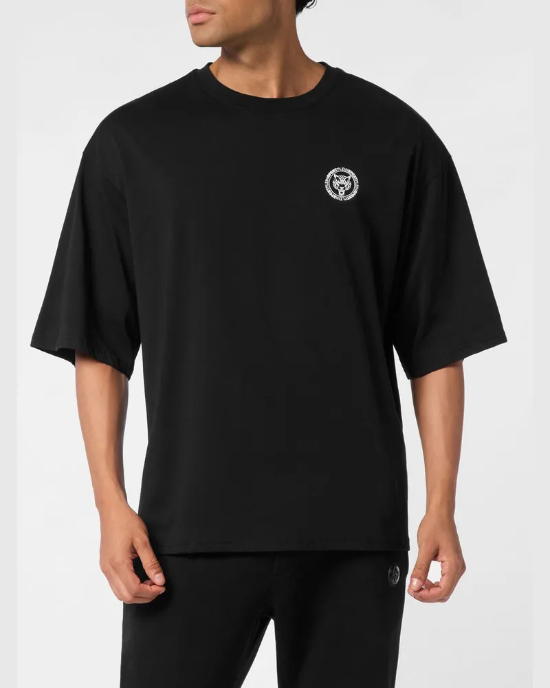 Philipp Plein Relaxed-Fit Jersey-T-Shirt mit Logo-Print Schwarz