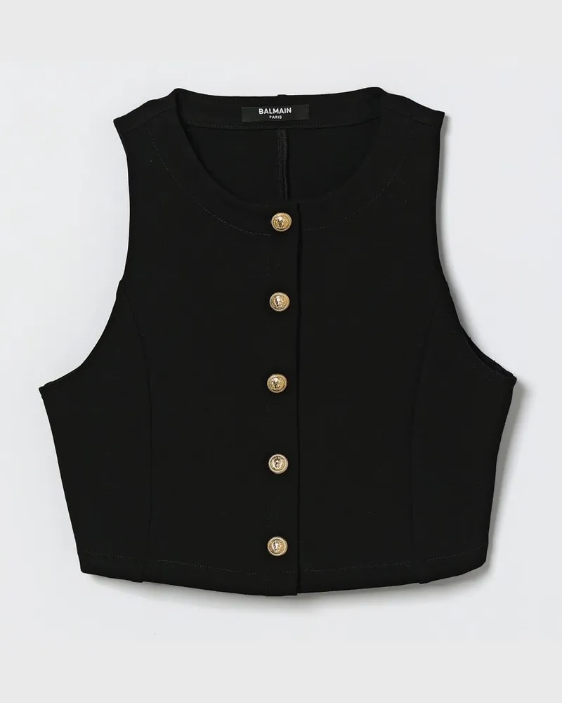 Balmain Klassische Viskose-Weste Schwarz
