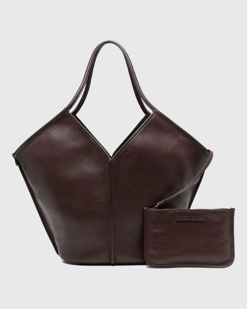 HEREU Calella Distressed Tote-Tasche aus Kalbsleder mit Innentasche Braun