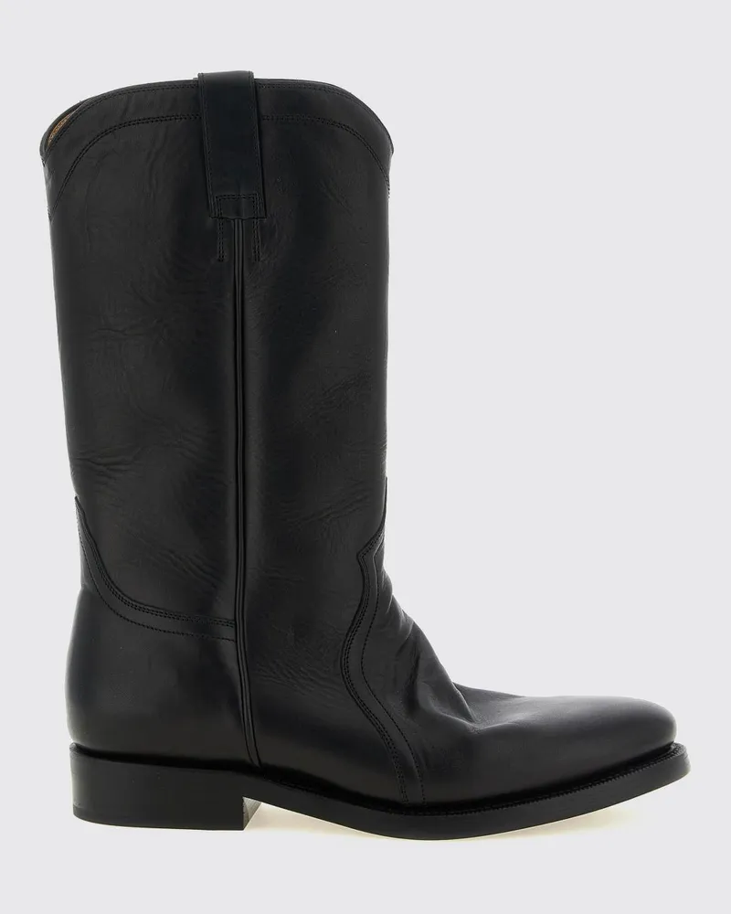 Jil Sander Westernstiefel aus glattem Kalbsleder mit spitzer Kappe Schwarz