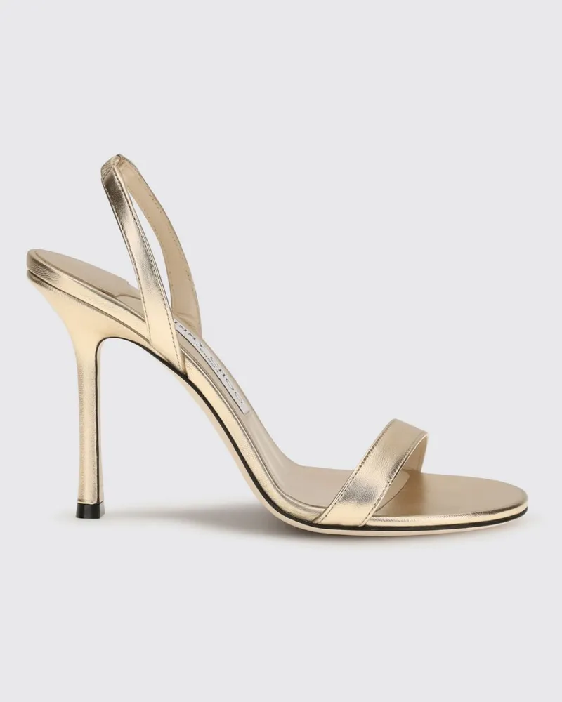 Jimmy Choo Jenn Slingback-Sandalen aus laminiertem Leder mit hohem Absatz Gold