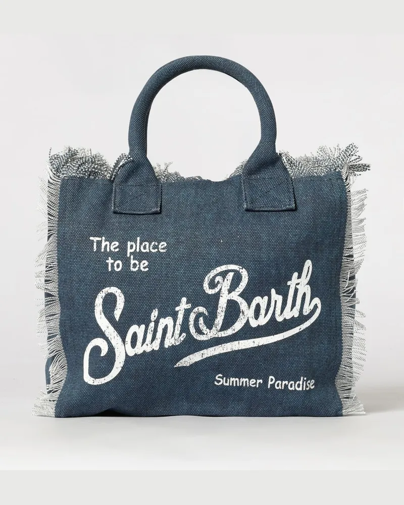 MC2 Saint Barth Vanity-Tasche aus bedruckter Baumwolle mit Logo Blau