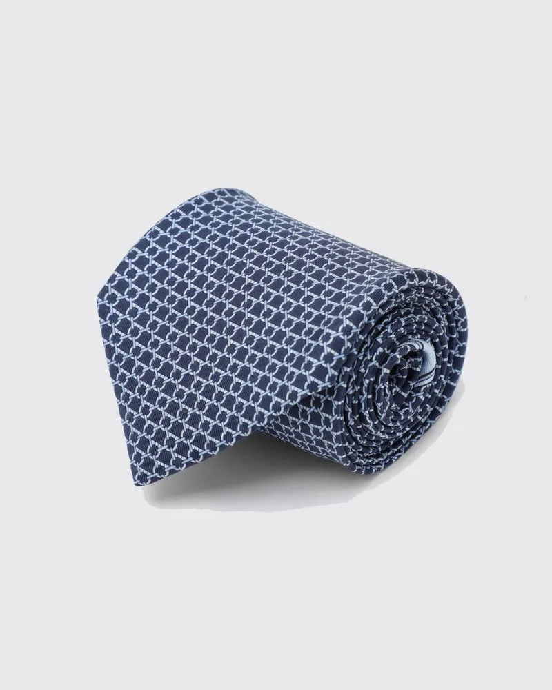 Ferragamo Krawatte aus reiner Seide mit Allover-Gancini-Jacquardmuster Blau