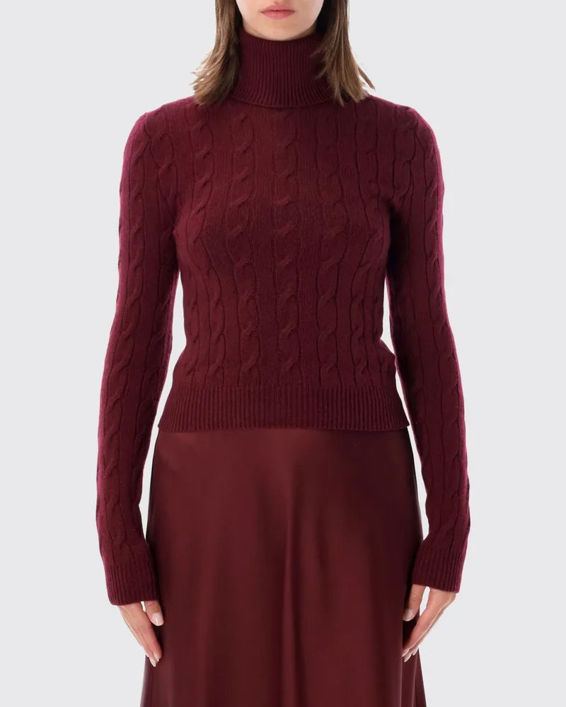 Ralph Lauren Slim Fit Rollkragenpullover aus reinem Kaschmir mit Rippbündchen Burgunderrot