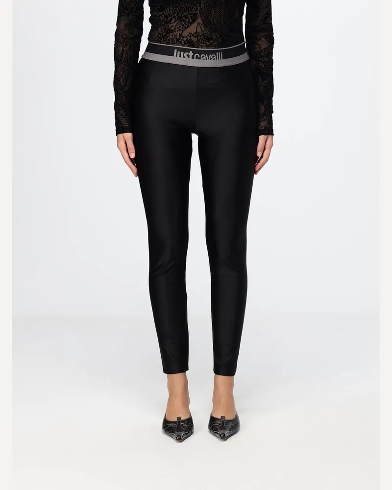 Just Cavalli Leggings aus technischem Jersey mit elastischem Logo-Bund Schwarz
