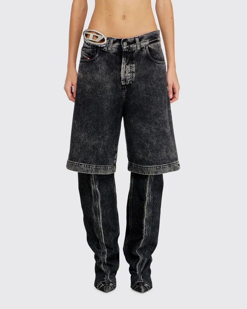 Diesel Oval D Jeansshorts Schwarz