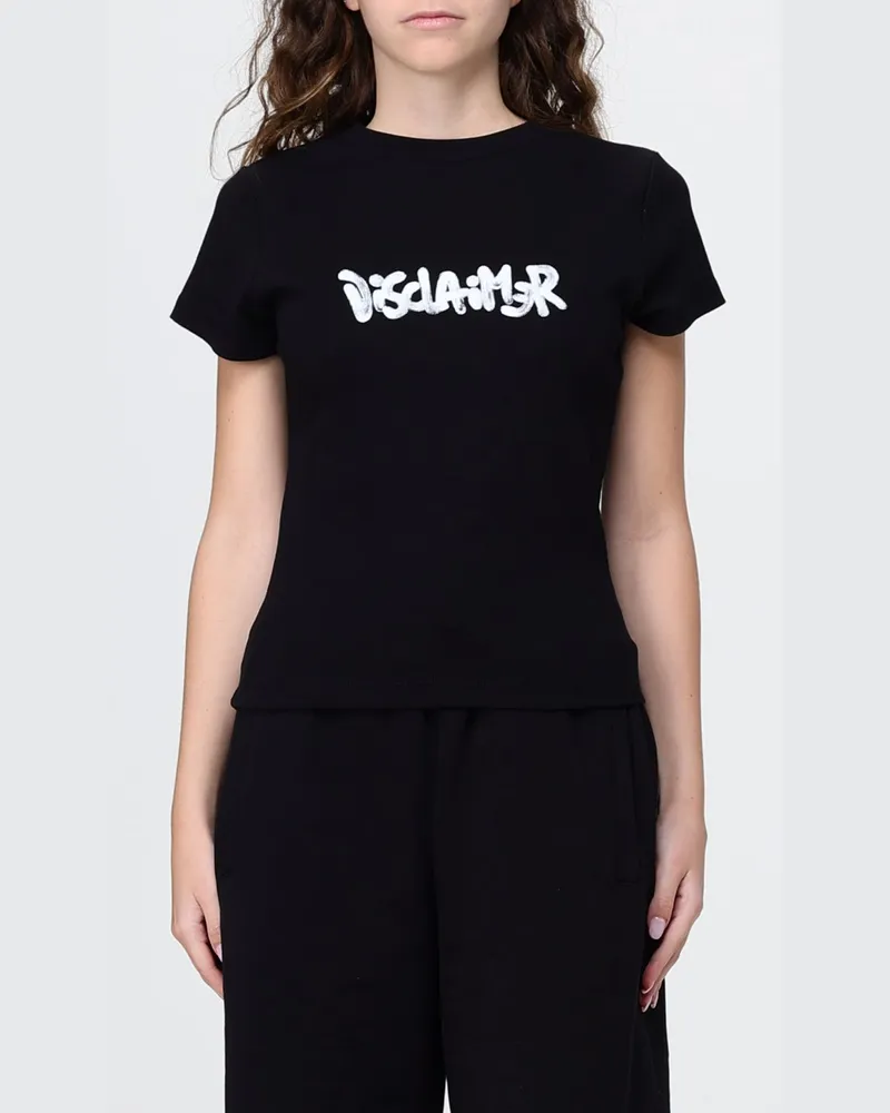 DISCLAIMER Kurz geschnittenes Slim-Fit-T-Shirt aus Baumwolljersey mit Logo-Print Schwarz