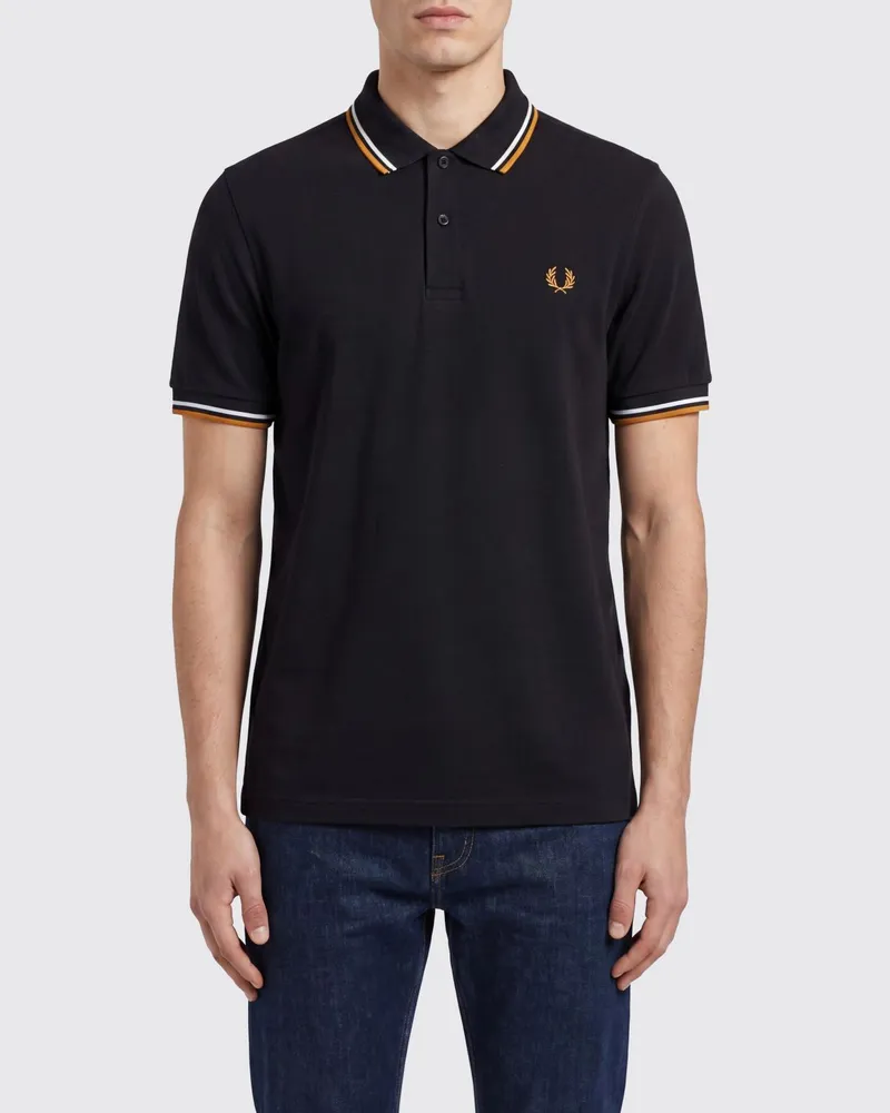 Fred Perry Baumwoll-Polohemd mit Logo Schwarz