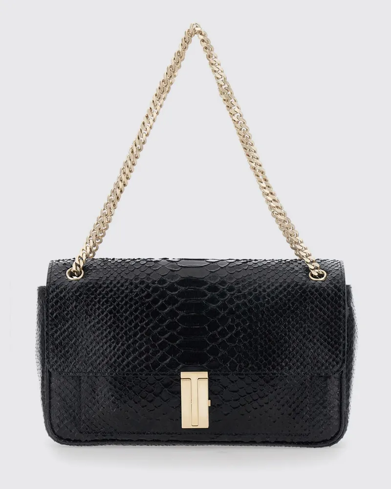 Tom Ford Schultertasche aus Kalbsleder mit Python-Print und Monogramm Schwarz