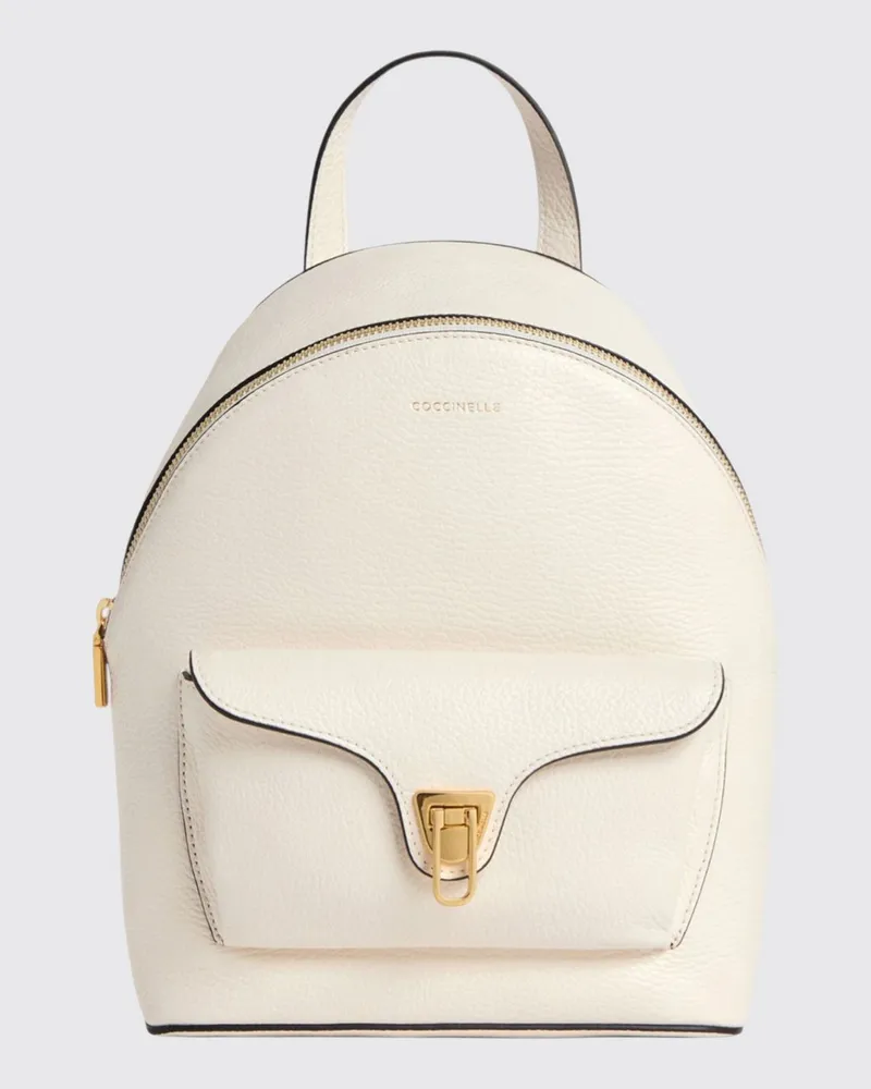 Coccinelle Beat Generation Rucksack aus genarbtem Leder Weiß