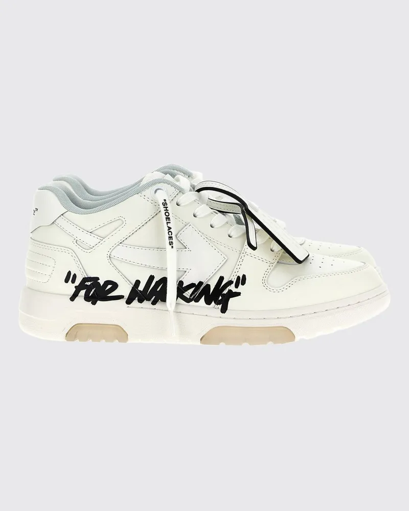 OFF-WHITE Out Of Office "For Walking" Low-Top-Sneakers aus Leder für Herren Weiss
