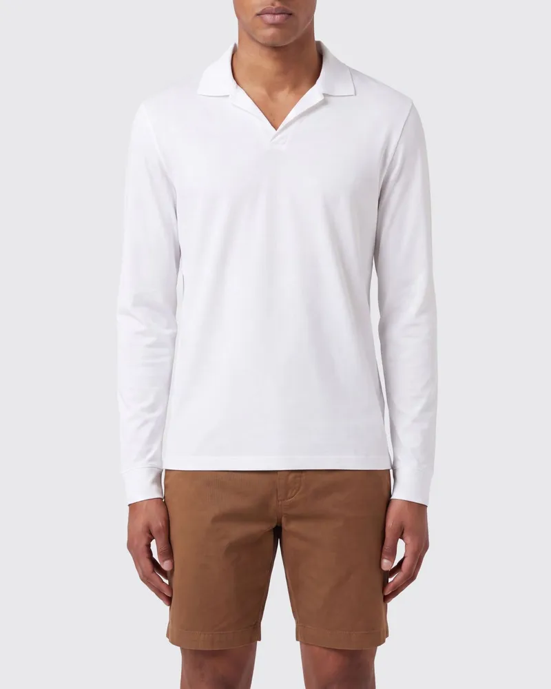 MC2 Saint Barth Henry Langarm-Poloshirt von aus Stretch-Baumwolle in Slim Fit Weiß
