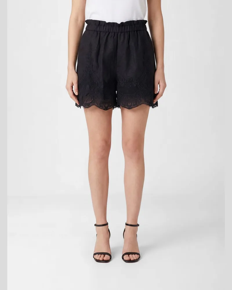 Twin-Set Leinenshorts Schwarz