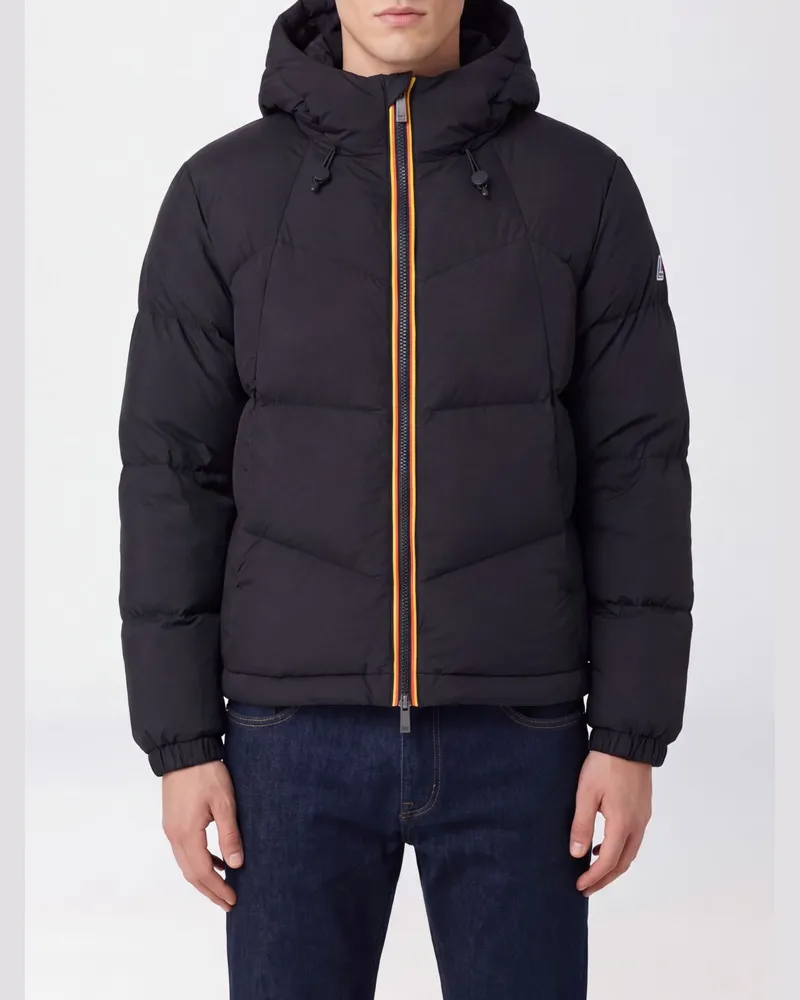 K-Way Gesteppte Quill Daunenjacke mit Kapuze aus Nylon mit Entendaunenfüllung Schwarz
