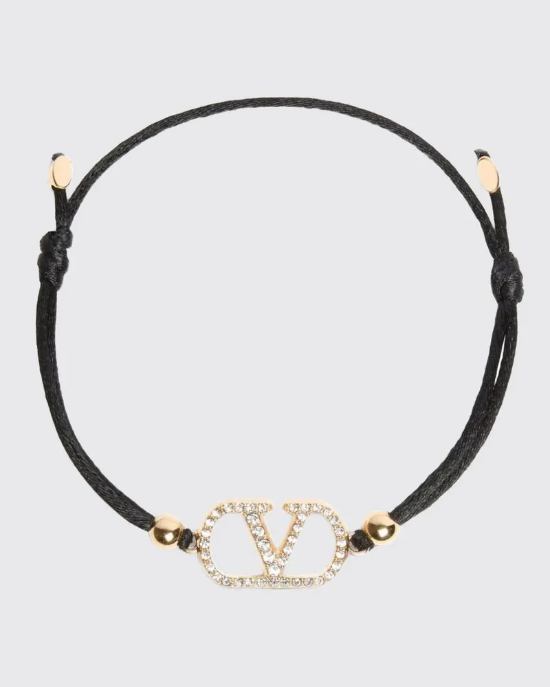 Valentino Garavani VLogo Signature Satinarmband mit Strasssteinen Schwarz