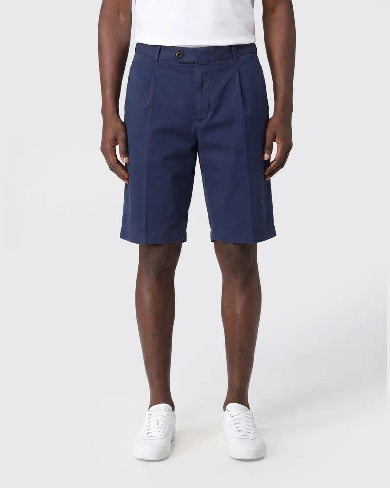 PT TORINO Knielange Chino-Shorts aus Leinen-Baumwoll-Mischung Blau