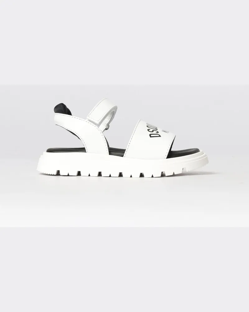 Dsquared2 Leder-Sandalen mit Logo-Print Weiß