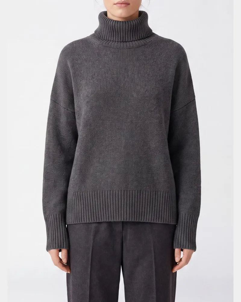 Lisa Yang Rollkragenpullover aus reinem Kaschmir mit überschnittenen Schultern Grau