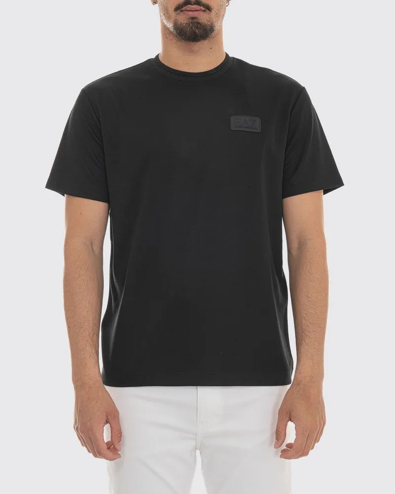 EA7 Baumwoll-T-Shirt mit Logo Schwarz