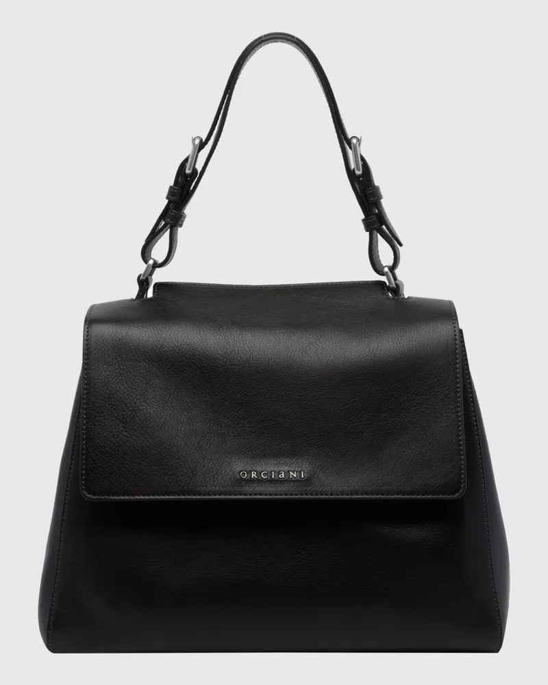 Orciani Sveva ausgestellte Kalbsleder-Handtasche mit abnehmbarem Riemen Braun
