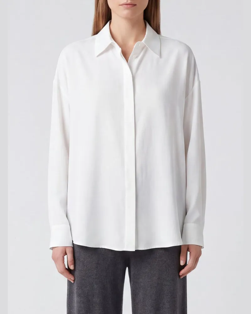Dondup Hemd von in Relaxed Fit aus Crêpe de Chine mit verdeckter Knopfleiste Weiß