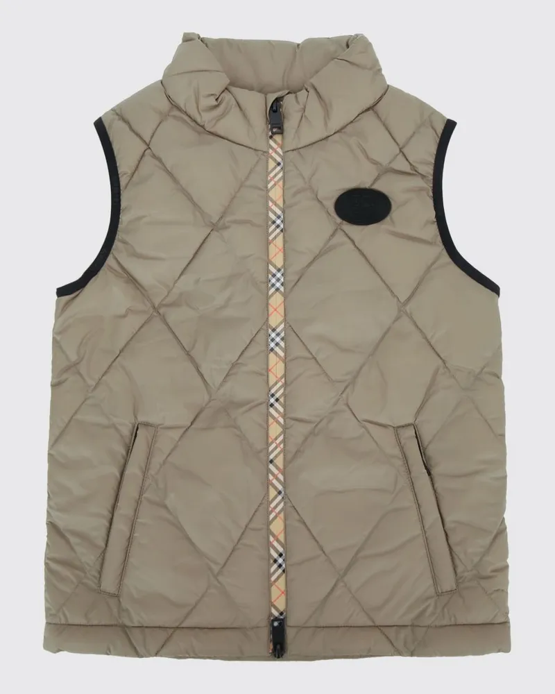Burberry Gesteppte Nylon-Weste für Jungen mit Stehkragen Braun