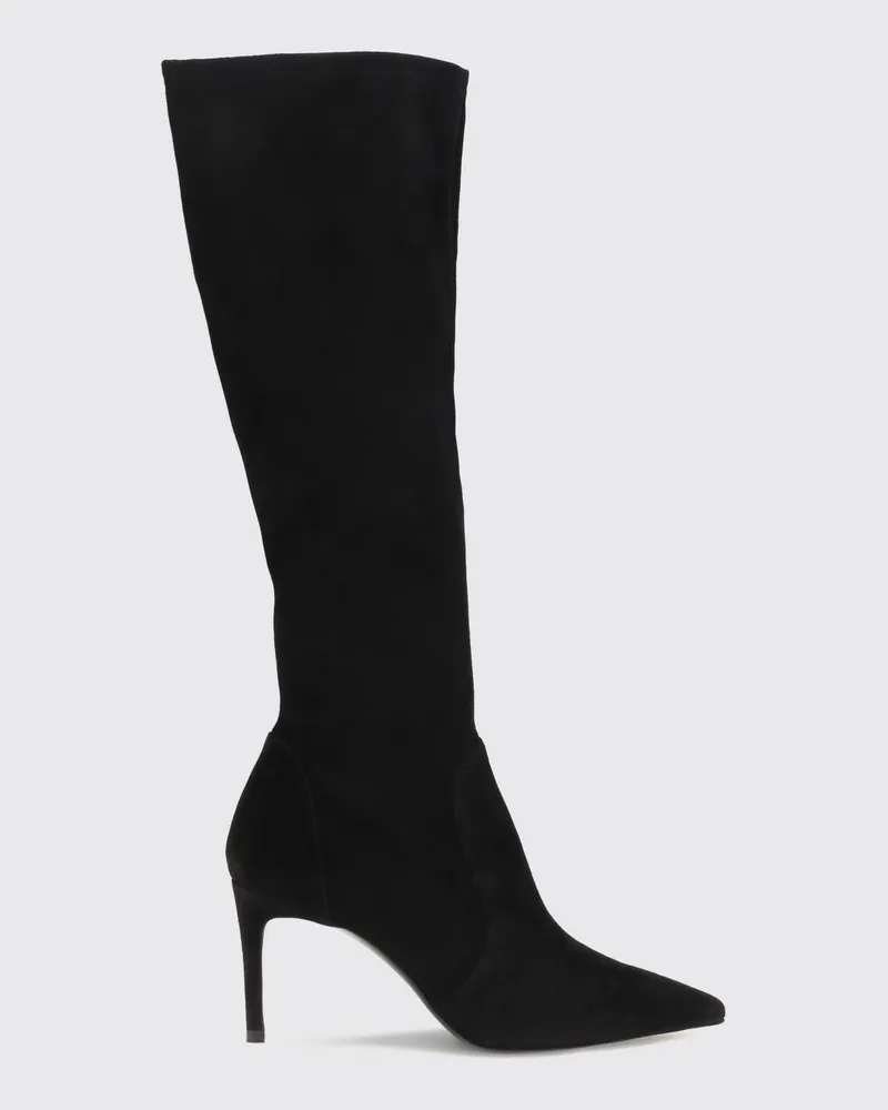 Stuart Weitzman Power Kniehohe Stiefel aus Wildleder mit Stiletto-Absatz Schwarz