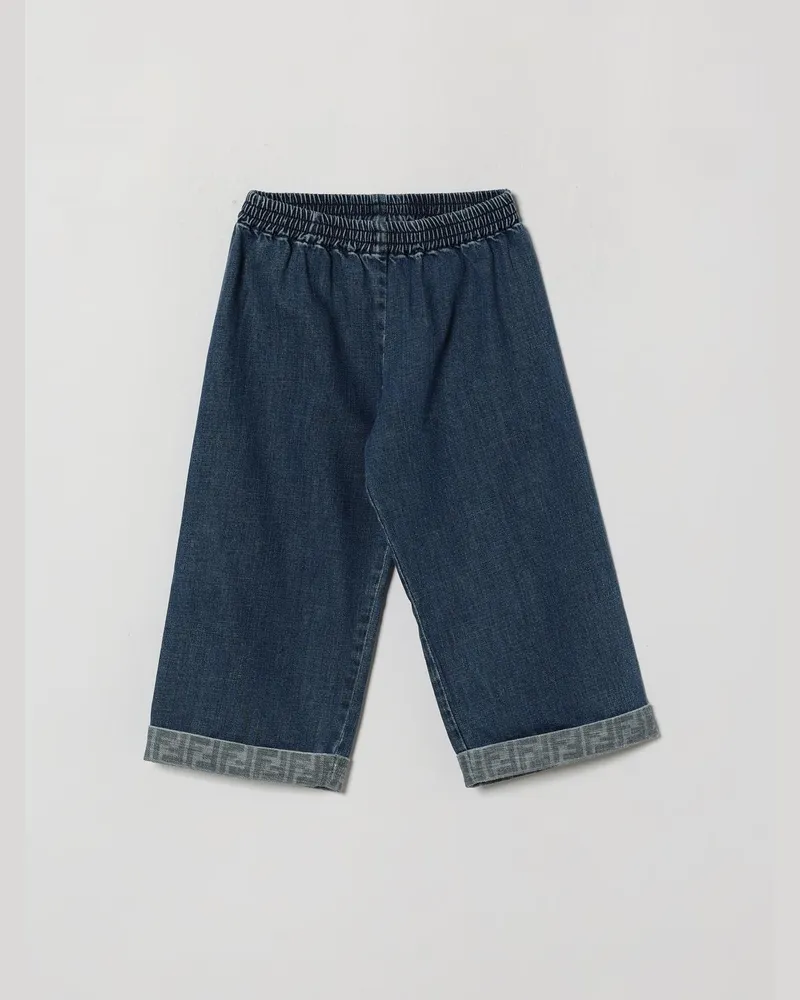 Fendi Jungen-Jeans aus Denim mit FF-Monogramm und Umschlag Blau