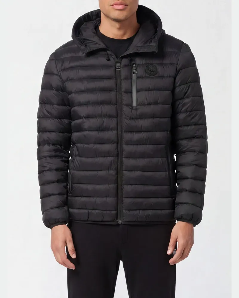 Philipp Plein Nylon-Daunenjacke mit Kapuze Schwarz
