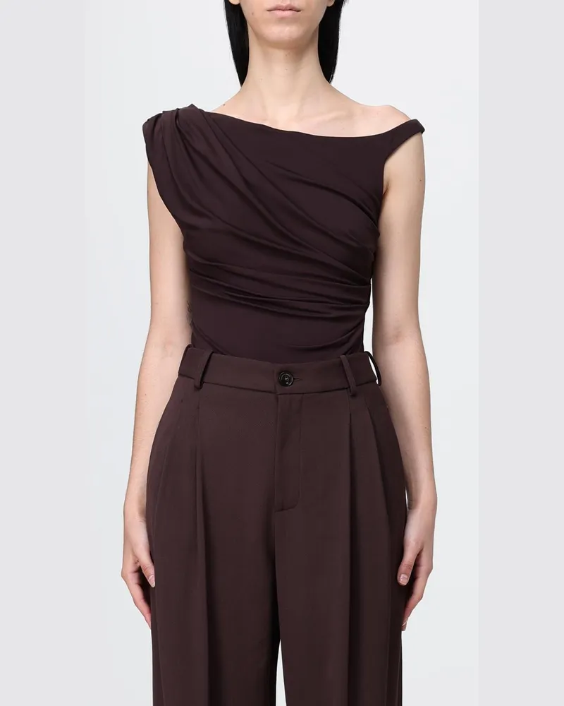 Elisabetta Franchi Drapierter Body Kakao