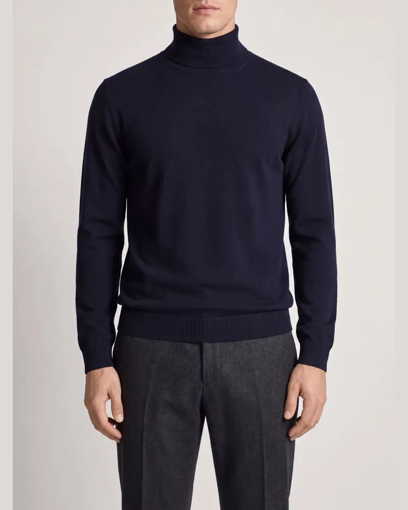 Roberto Collina Langärmeliger Rollkragenpullover aus extrafeiner Merinowolle Blau