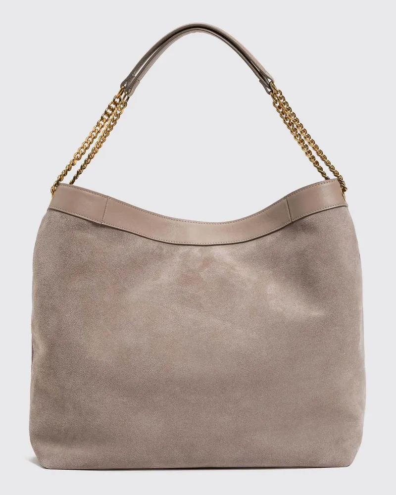 Twin-Set Schultertasche aus Veloursleder mit doppeltem Henkel Mastik