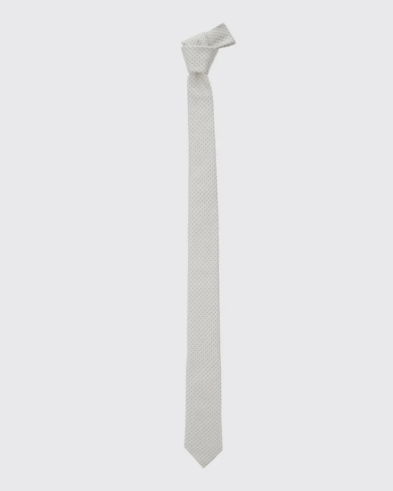 Emporio Armani Krawatte aus reiner Seide mit kontrastierendem Punktemuster Weiß