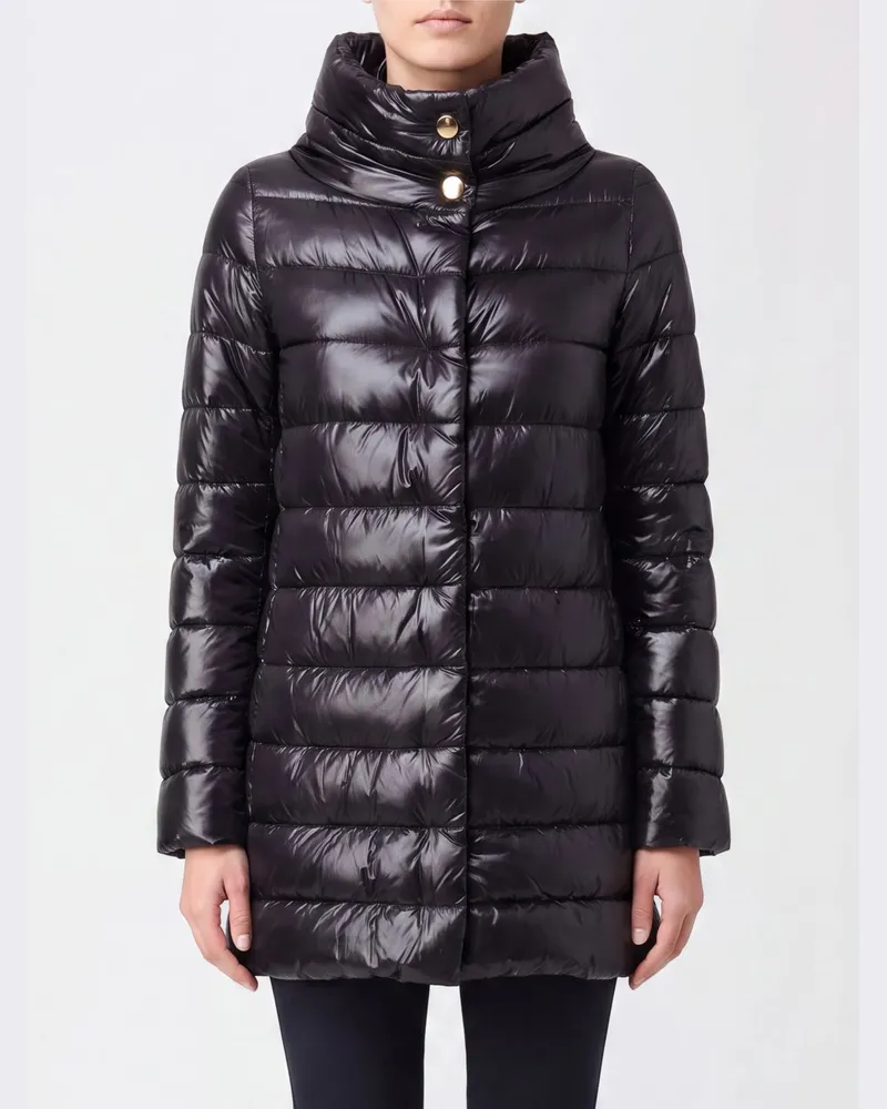 Herno Wasserdichter Stepp-Daunenmantel Amelia aus Nylon mit hohem Kragen Schwarz