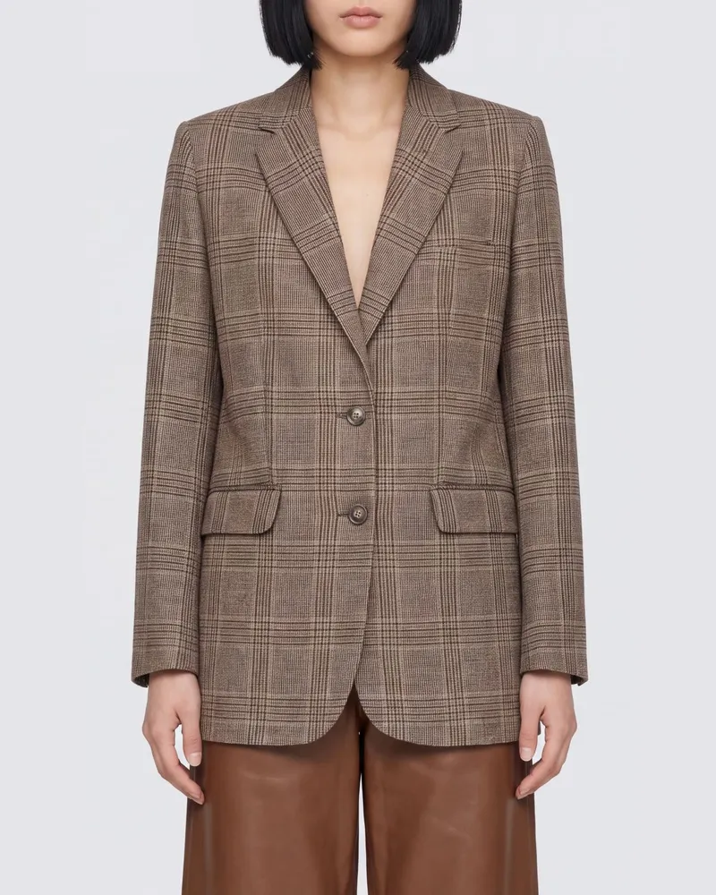 A.P.C. Einreihiger Tartan-Blazer aus Schurwolle mit fallendem Revers Braun