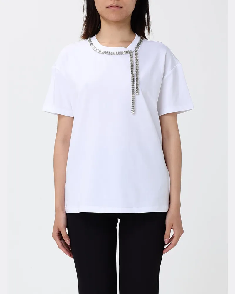 Liu Jo Baumwoll-T-Shirt mit Kristallen Weiß