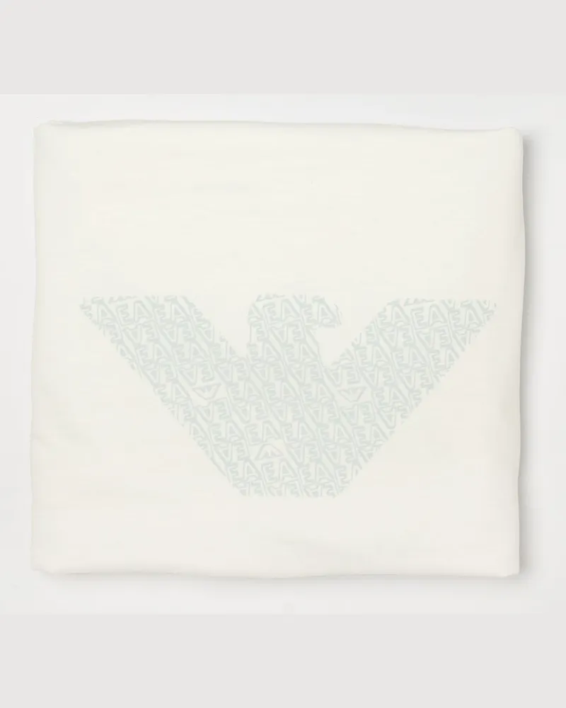 Emporio Armani Baumwolldecke mit Adler-Print Weiß
