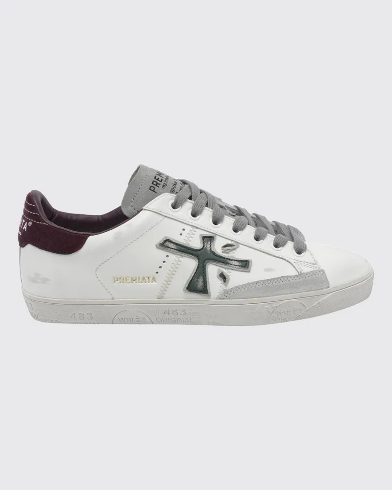 Premiata Steven Sneaker aus Kalbsleder im Used-Look Weiß