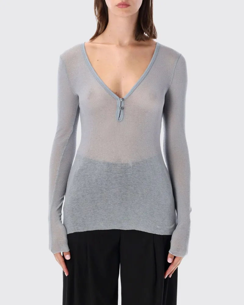 James Perse Slim-Fit Cardigan mit V-Ausschnitt aus Baumwolle und Kaschmir Blau