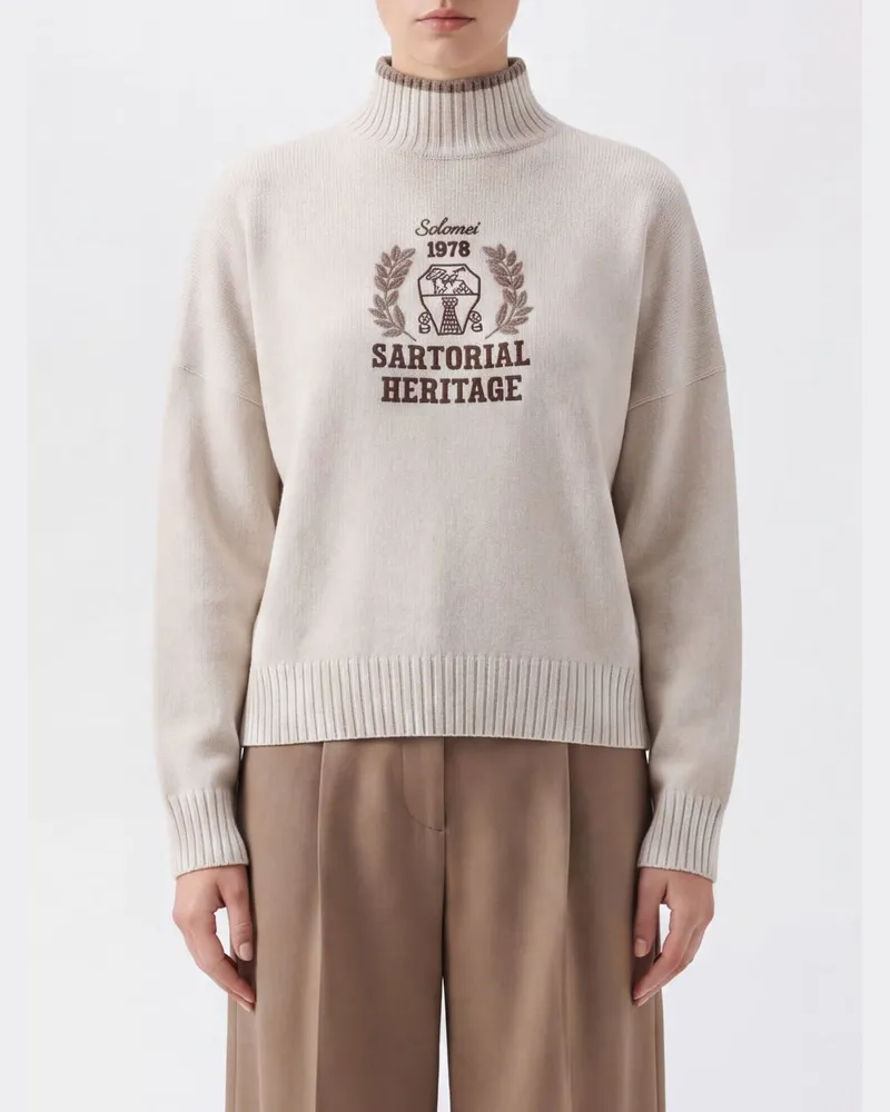 Brunello Cucinelli Rollkragenpullover von aus reinem Kaschmir mit gesticktem Wappen Weiß