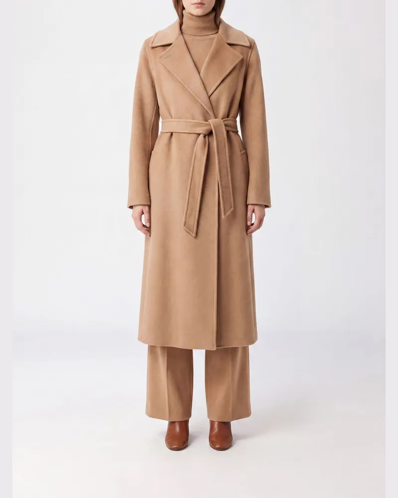 Max Mara Langer Bademantel-Mantel von aus 100% Kaschmir mit Gürtel Braun