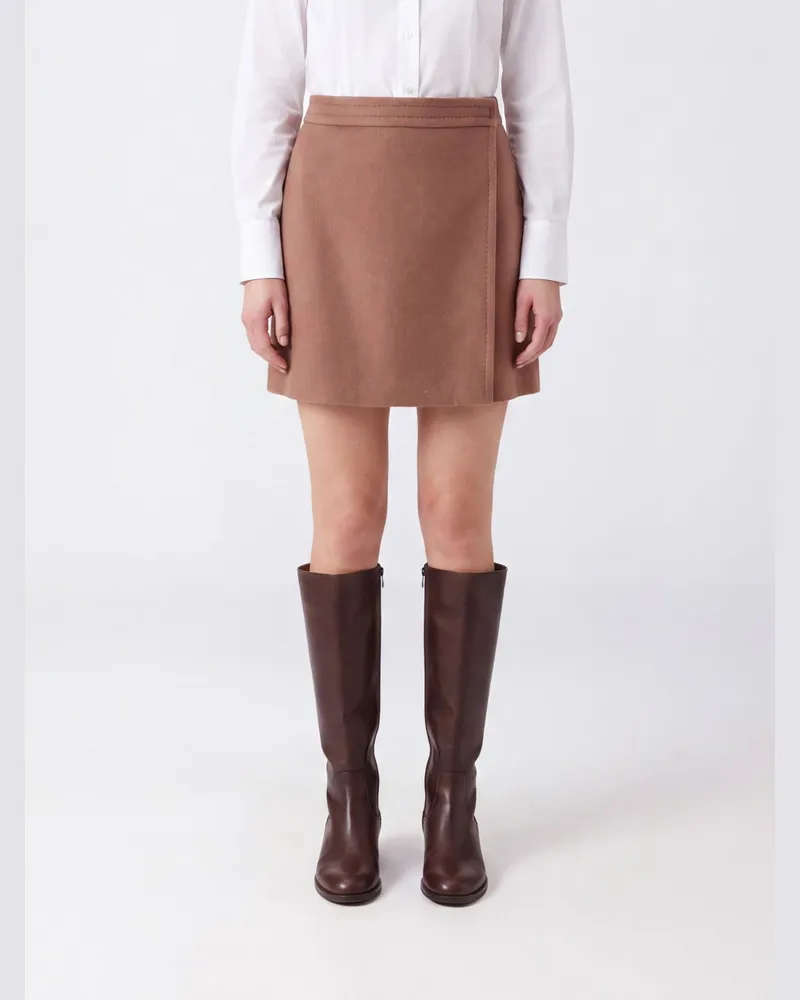 Semicouture High-Waist Wickel-Minirock aus Wolle Rot