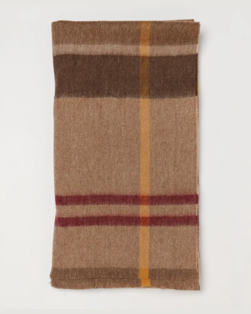 Barbour Tartan-Wollschal von mit Fransenrändern Braun