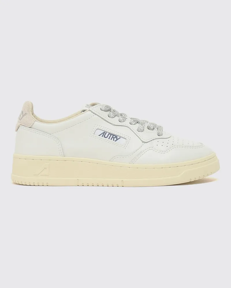 AUTRY Medalist Low Sneaker aus glattem Kalbsleder mit Kontrastdetails Bianco