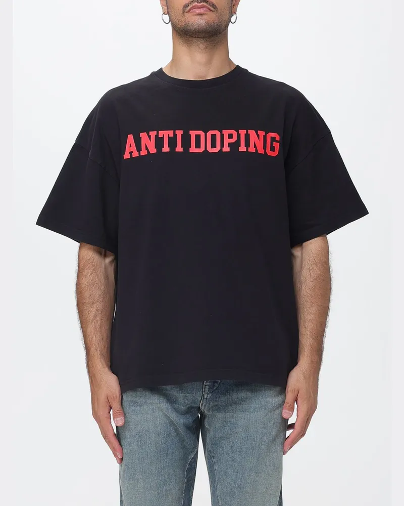 MSGM Relaxed-Fit-Baumwoll-T-Shirt mit Rundhalsausschnitt und Kontrast-Slogan-Print Schwarz