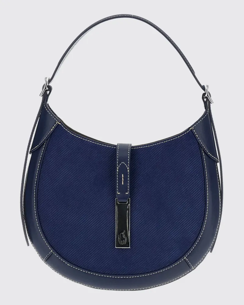 Ralph Lauren Hobo-Tasche aus Veloursleder mit verstellbarem Henkel Blau
