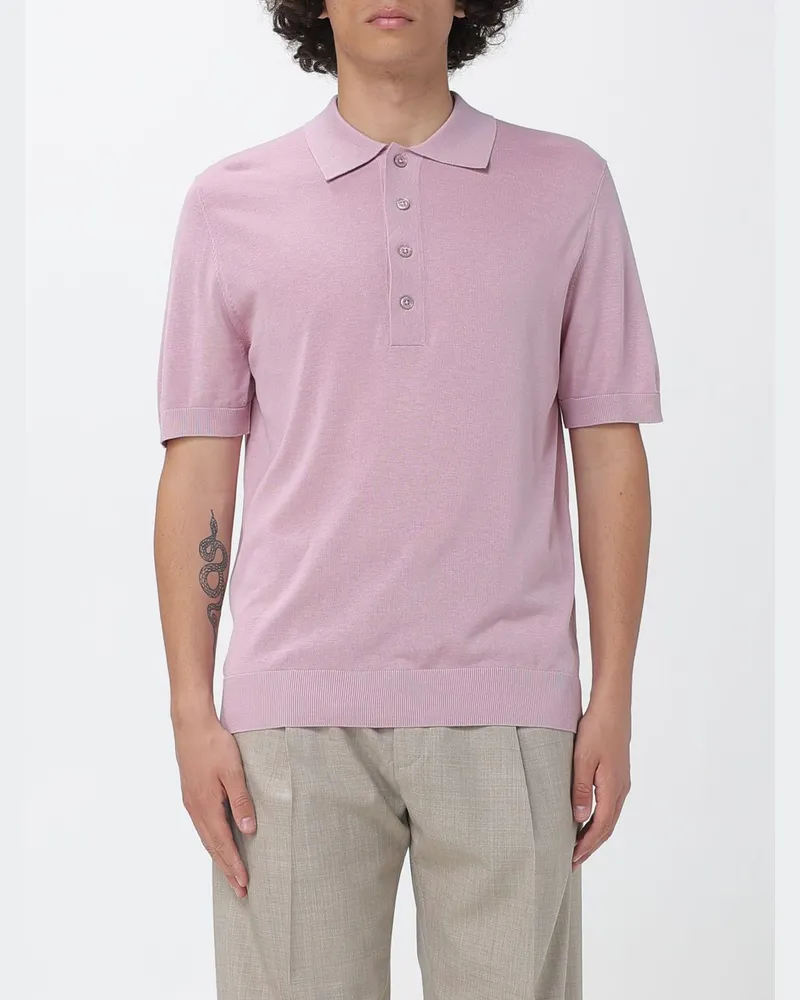 Paolo Pecora Milano Polo aus Baumwoll-Seiden-Strick Pink