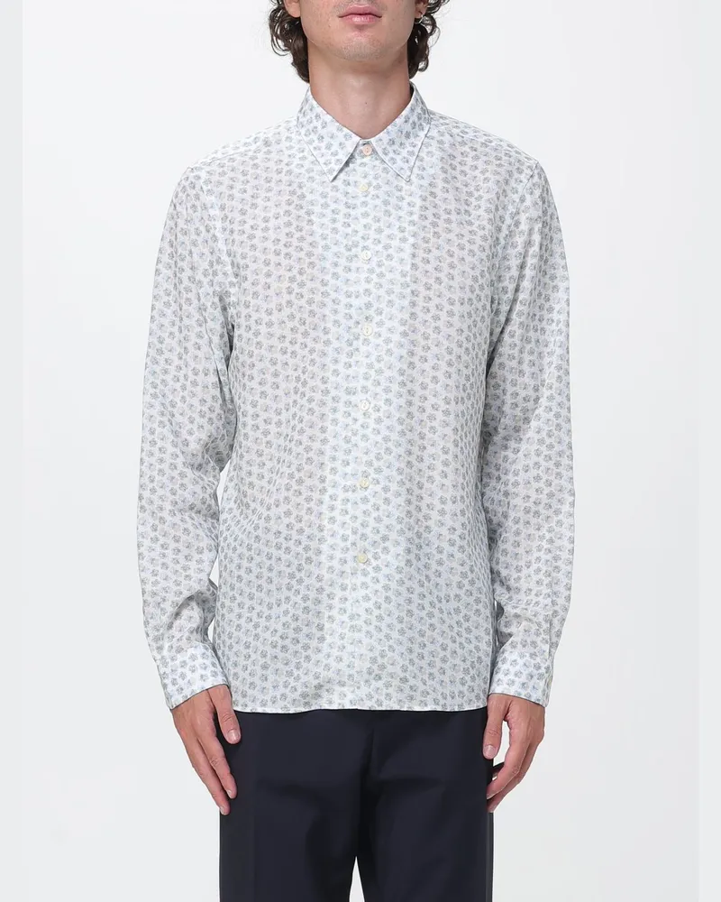 Paul Smith Slim Fit Blumenhemd von aus Lyocell mit Haifischkragen Weiß