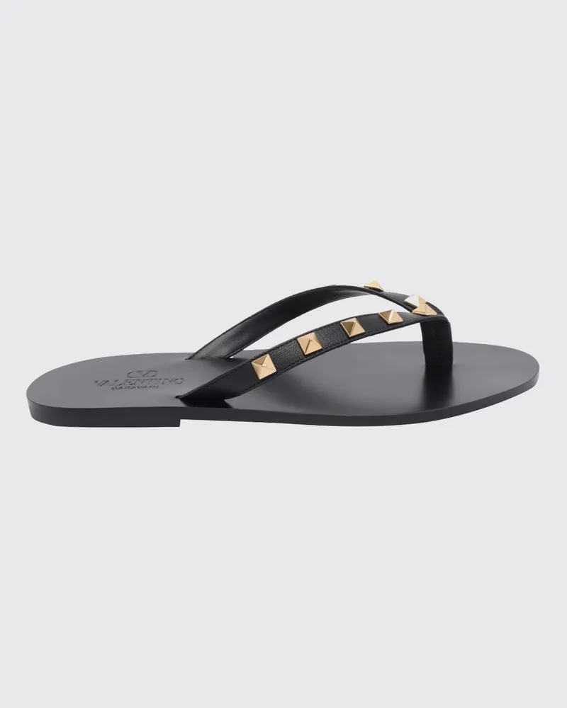 Valentino Garavani Rockstud Zehenstegsandalen aus Kalbsleder mit Nieten Schwarz
