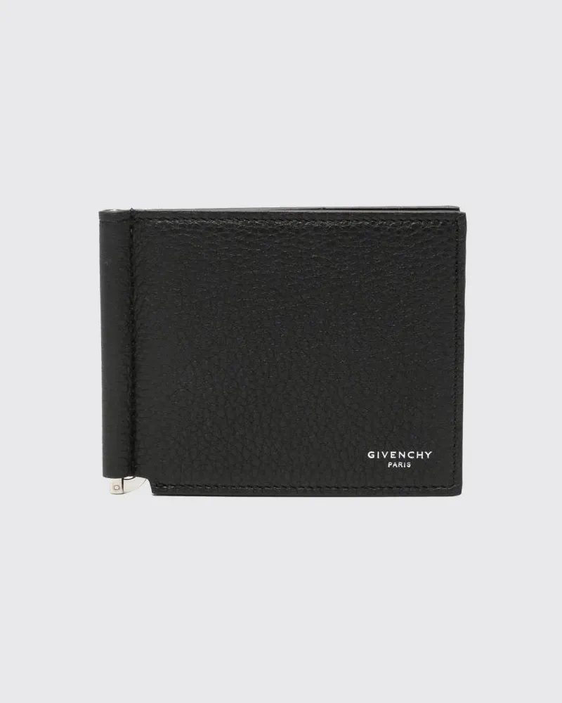 Givenchy Bifold-Portemonnaie von aus genarbtem Kalbsleder mit Geldklammer Schwarz
